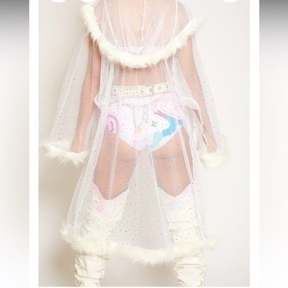 Festival Sparkly Fur Kimono - Picture 2 of 4